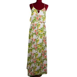 Everly Anthropologie Multicolor Floral Maxi Halter Dress Elastic Waist Med A54